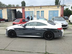 Mercedes S63 AMG autófóliázás: Teckwrap Steel Jet Black CHM10E autó fóliával 6